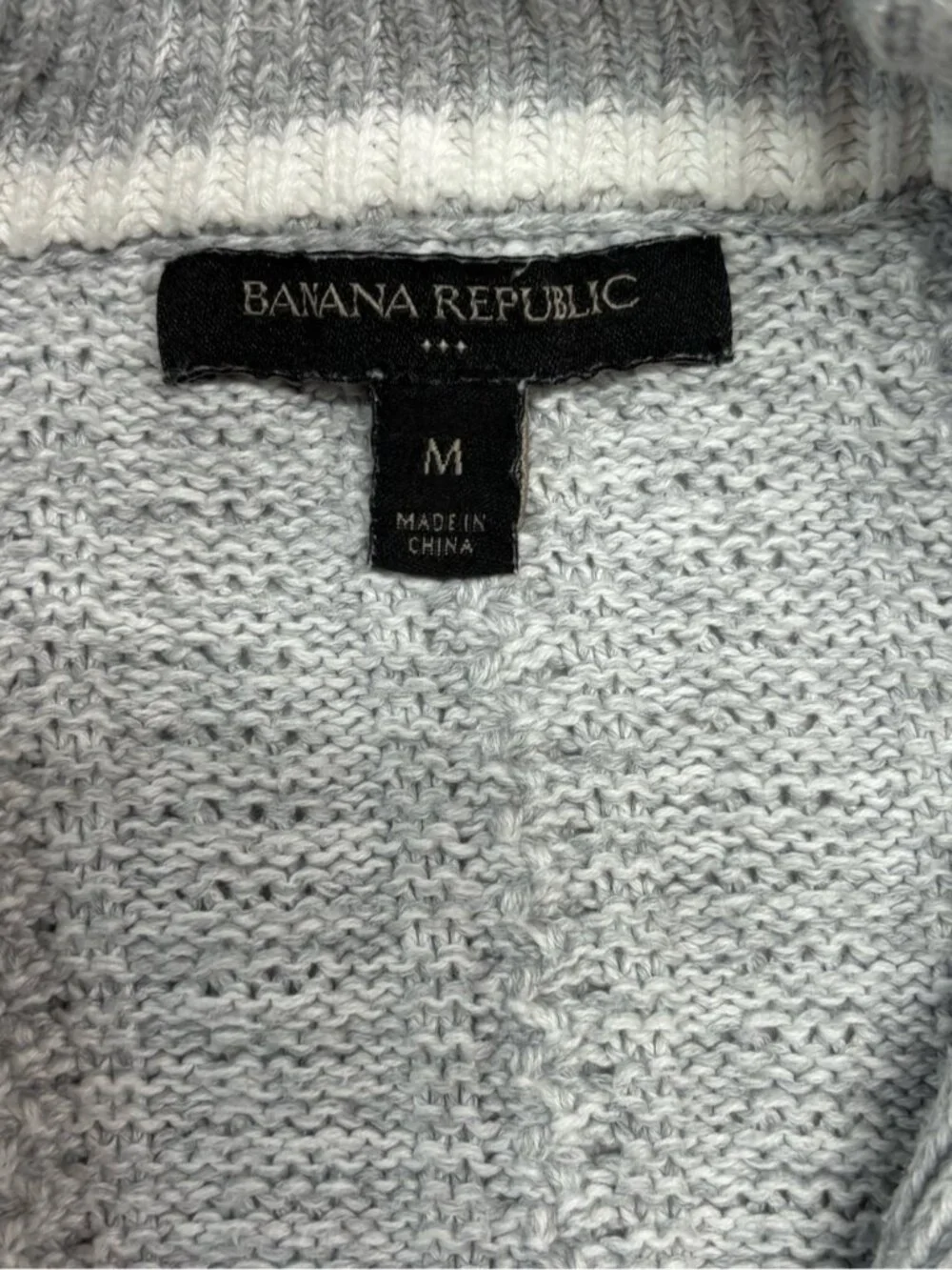 Banana Republic Men's Grey Cable Knit Shawl Collar Cardigan Sweater Medium - 617